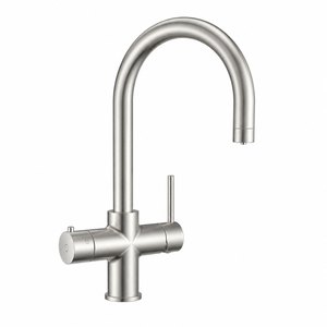 The tap in a brushed nickel finish